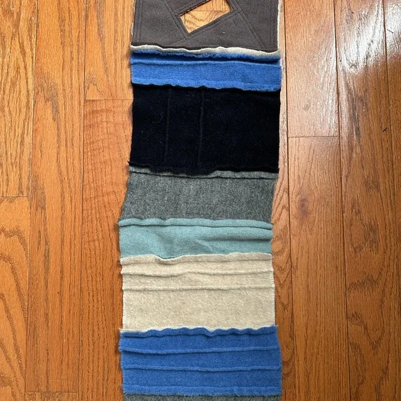 Mary Jaeger Patchwork Scarf Women’s Size 53”L 9”W Blue/Gray Wool Alpaca mohair